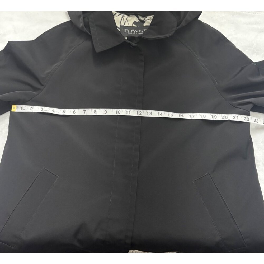Towne Collection Black Urban Hooded Sleek Contemporary Rain Jacket Womens Large - Picture 9 of 16